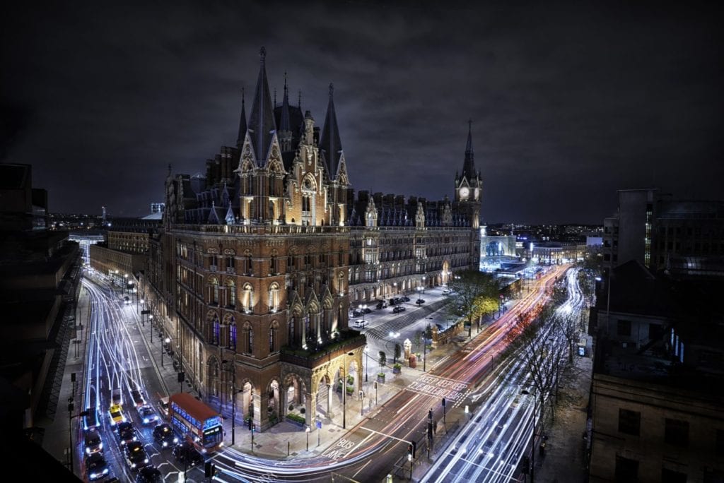 Aerial photo outside St Pancras - Hospitality Photographic